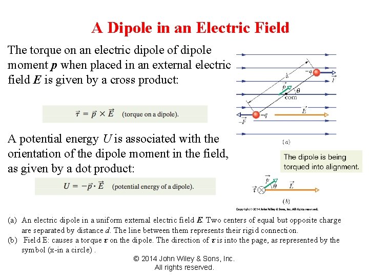 A Dipole in an Field 22 -7 A Dipole in an. Electric Field The