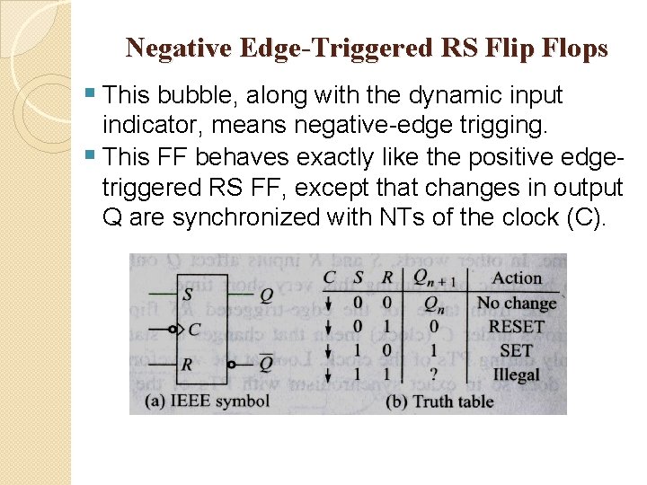 Negative Edge-Triggered RS Flip Flops § This bubble, along with the dynamic input indicator,