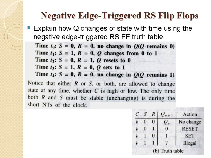 Negative Edge-Triggered RS Flip Flops § Explain how Q changes of state with time