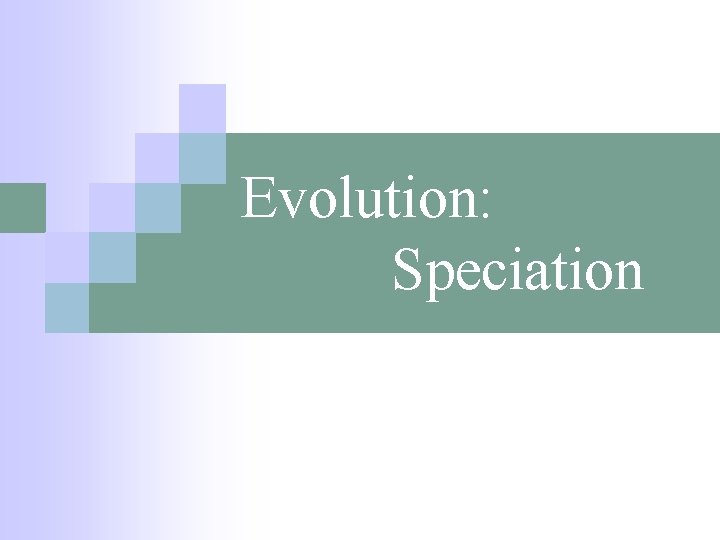 Evolution: Speciation 