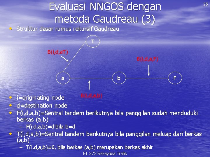 Evaluasi NNGOS dengan metoda Gaudreau (3) 25 • Struktur dasar rumus rekursif Gaudreau T