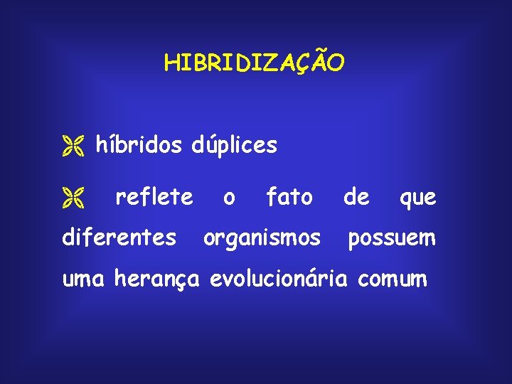 HIBRIDIZAÇÃO Ë híbridos dúplices Ë reflete diferentes o fato organismos de que possuem uma