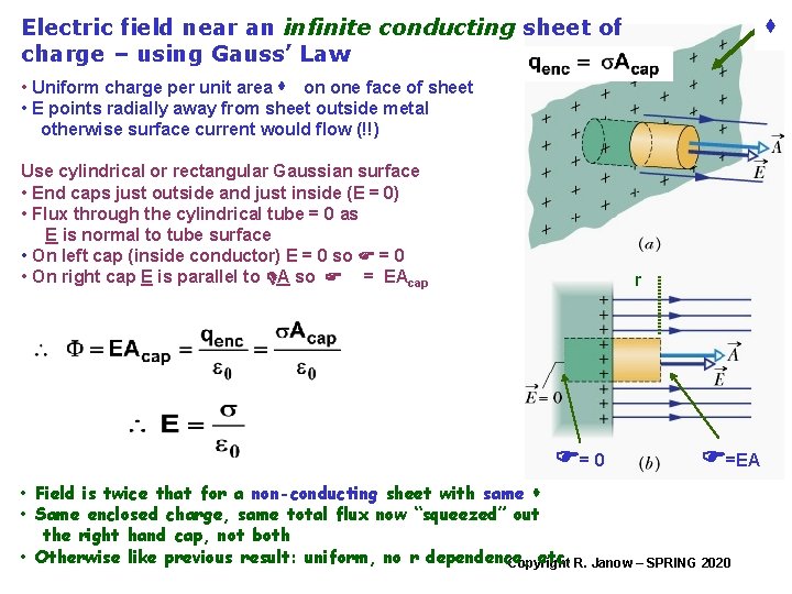 s Electric field near an infinite conducting sheet of charge – using Gauss’ Law