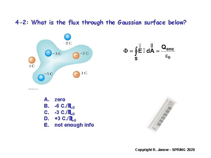 4 -2: What is the flux through the Gaussian surface below? A. B. C.