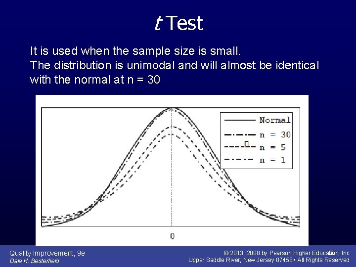 t Test It is used when the sample size is small. The distribution is