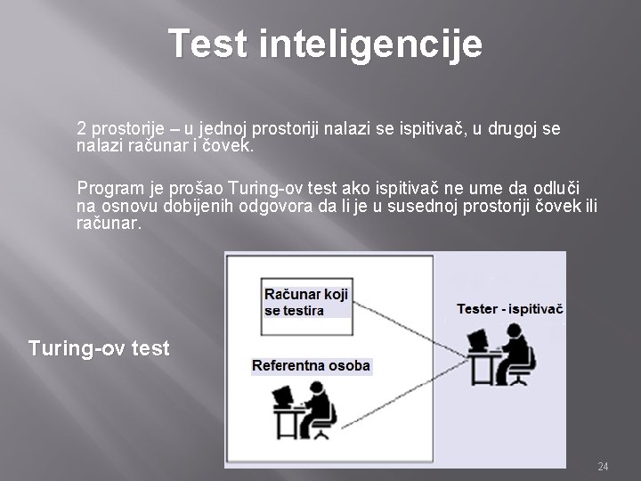 Test inteligencije 2 prostorije – u jednoj prostoriji nalazi se ispitivač, u drugoj se