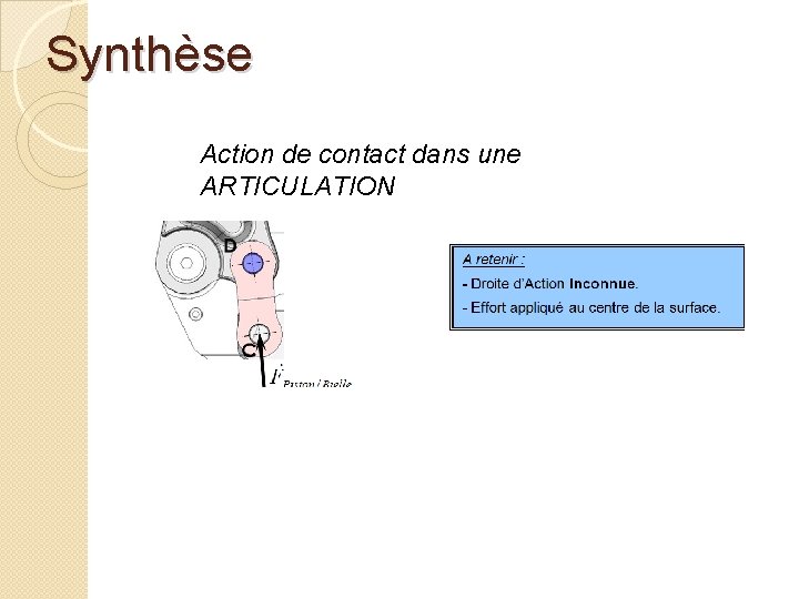 Synthèse Action de contact dans une ARTICULATION 