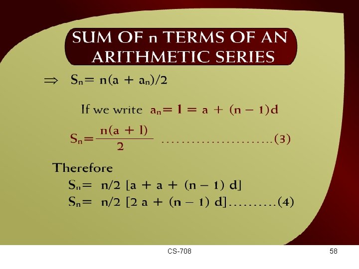 Sum of n Terms of an Arithmetic Series – (20 – 15 c) CS-708