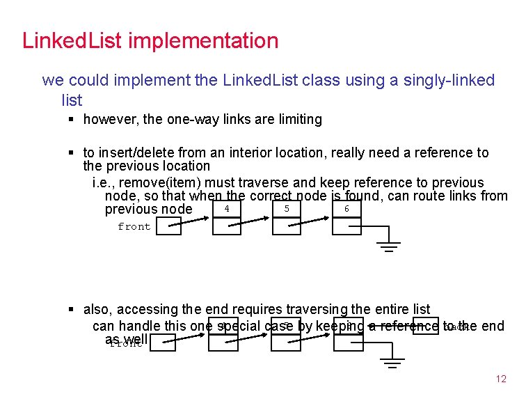 Linked. List implementation we could implement the Linked. List class using a singly-linked list