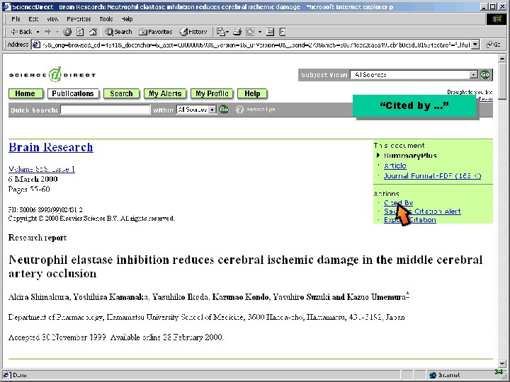 “Cited by. . . ” www. sciencedirect. com 34 