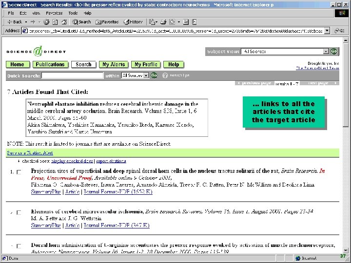 … links to all the articles that cite the target article www. sciencedirect. com