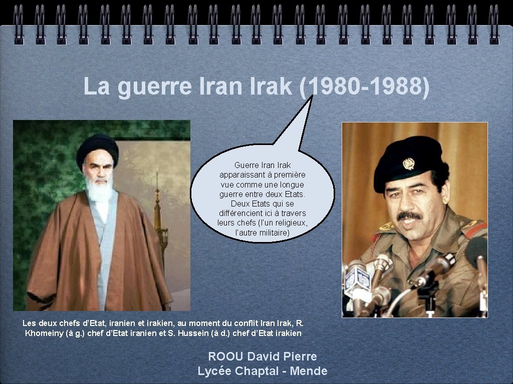 La guerre Iran Irak (1980 -1988) Guerre Iran Irak apparaissant à première vue comme