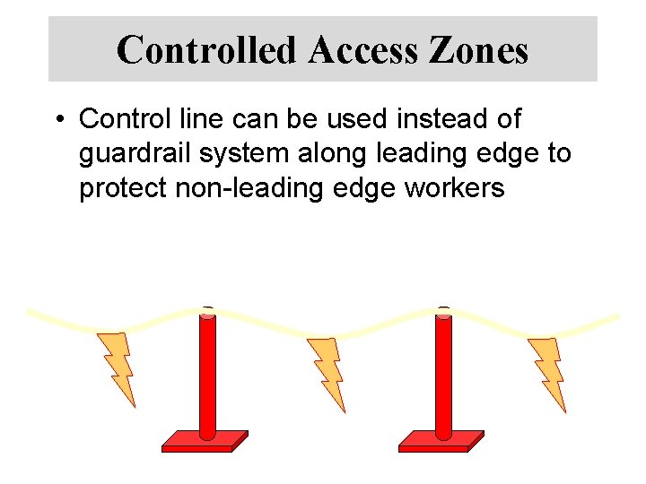 Controlled Access Zones • Control line can be used instead of guardrail system along