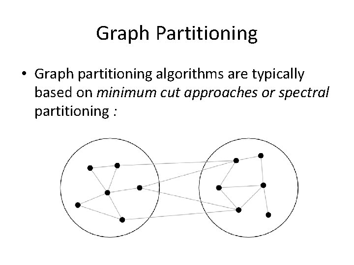 Graph Partitioning • Graph partitioning algorithms are typically based on minimum cut approaches or