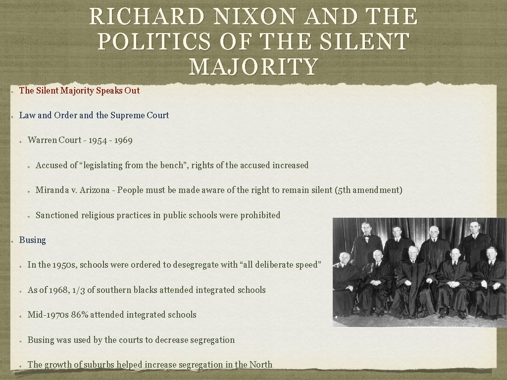 RICHARD NIXON AND THE POLITICS OF THE SILENT MAJORITY The Silent Majority Speaks Out