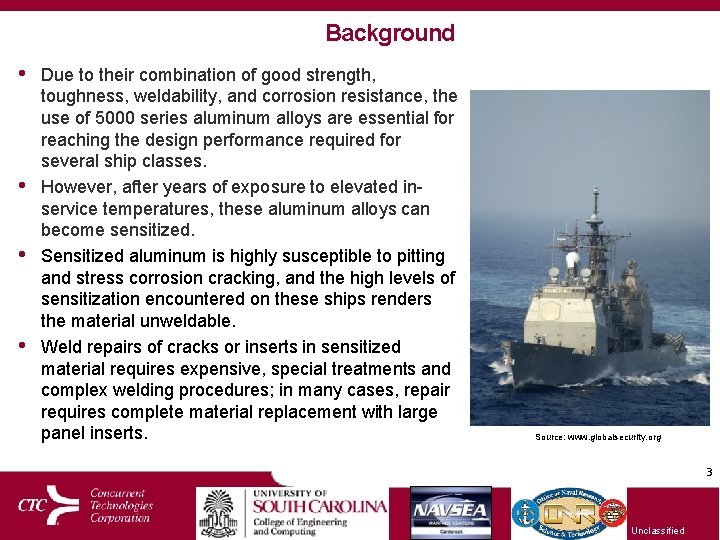 Background • • Due to their combination of good strength, toughness, weldability, and corrosion
