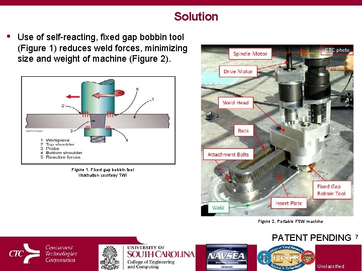 Solution • Use of self-reacting, fixed gap bobbin tool (Figure 1) reduces weld forces,