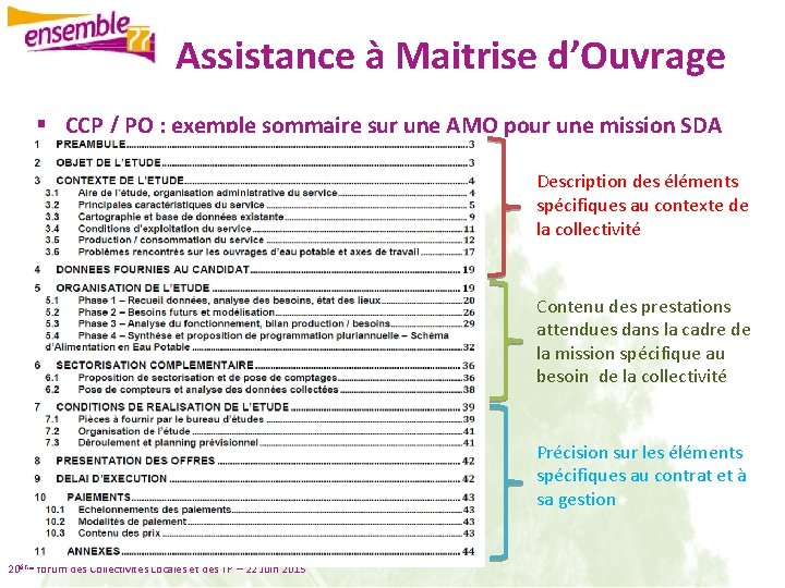 Assistance à Maitrise d’Ouvrage § CCP / PO : exemple sommaire sur une AMO