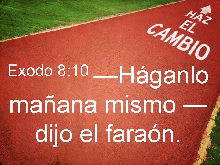 Exodo 8: 10 —Háganlo mañana mismo — dijo el faraón. 