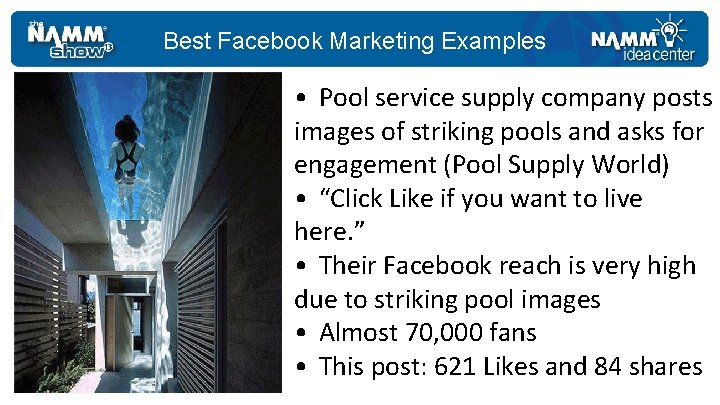 Best Facebook Marketing Examples • Pool service supply company posts images of striking pools