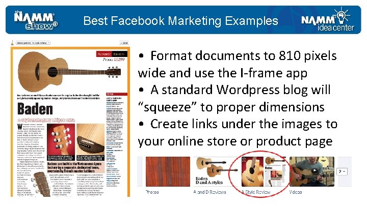 Best Facebook Marketing Examples • Format documents to 810 pixels wide and use the