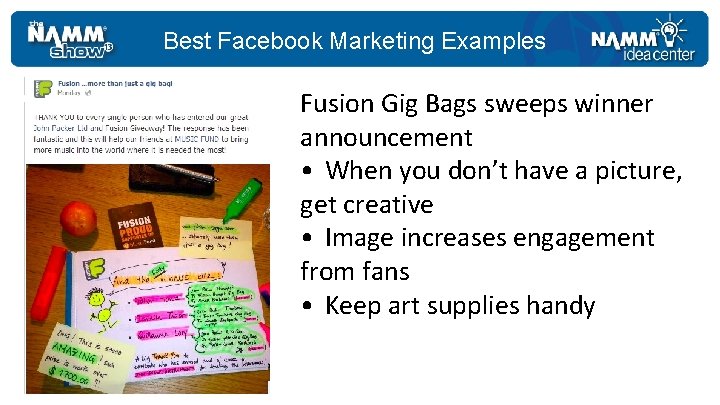 Best Facebook Marketing Examples Fusion Gig Bags sweeps winner announcement • When you don’t