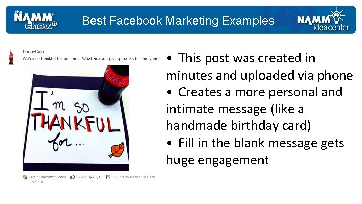Best Facebook Marketing Examples • This post was created in minutes and uploaded via