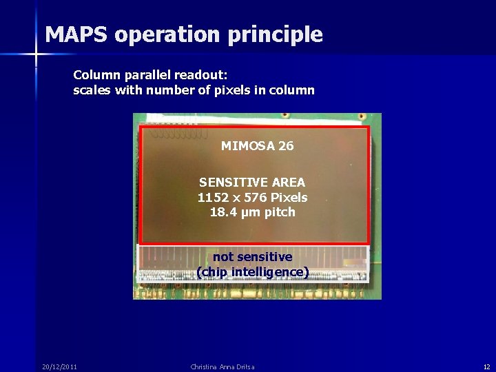 MAPS operation principle Column parallel readout: scales with number of pixels in column MIMOSA