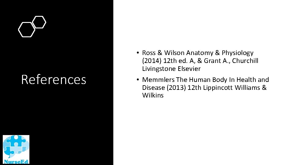 References • Ross & Wilson Anatomy & Physiology (2014) 12 th ed. A, &