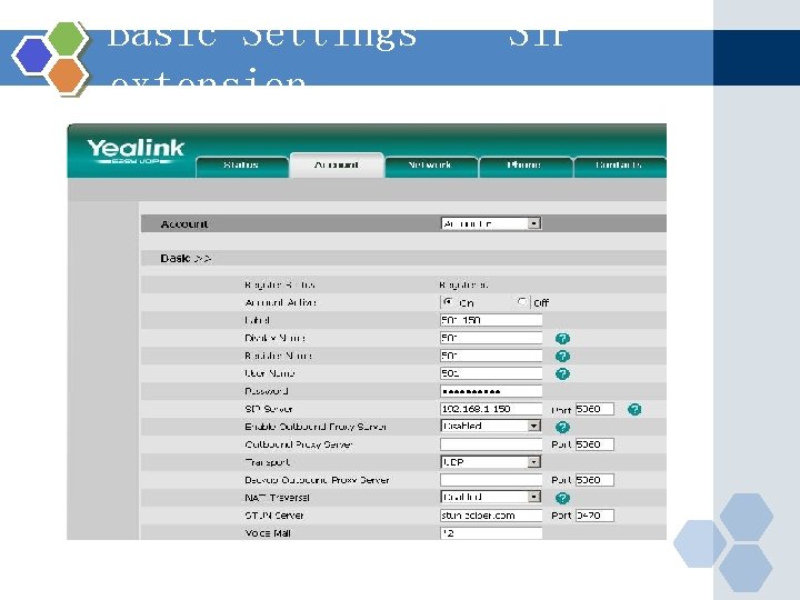 Basic Settings – SIP extension 