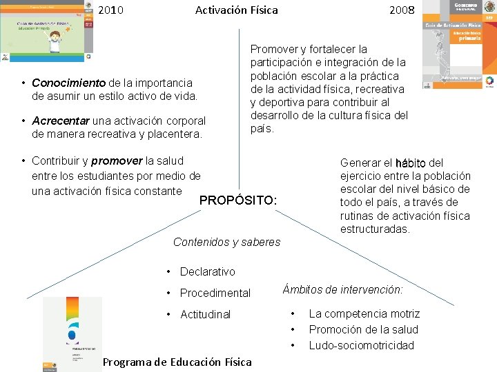 2010 Activación Física • Conocimiento de la importancia de asumir un estilo activo de