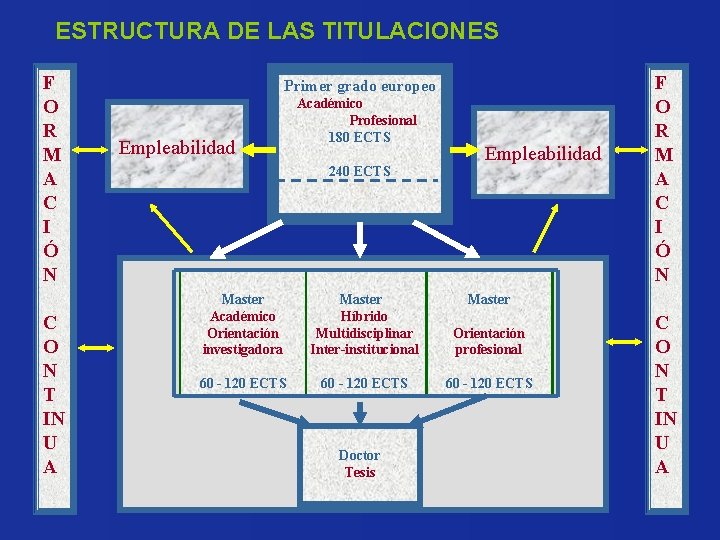 ESTRUCTURA DE LAS TITULACIONES F O R M A C I Ó N C ESTRUCTURA DE LAS TITULACIONES F O R M A C I Ó N C