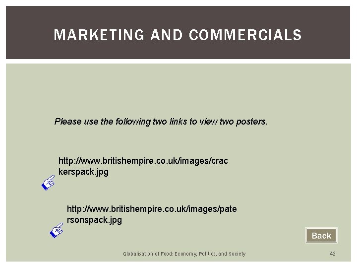 MARKETING AND COMMERCIALS Please use the following two links to view two posters. http: MARKETING AND COMMERCIALS Please use the following two links to view two posters. http:
