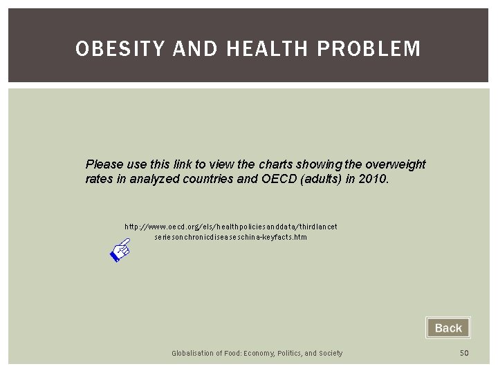 OBESITY AND HEALTH PROBLEM Please use this link to view the charts showing the OBESITY AND HEALTH PROBLEM Please use this link to view the charts showing the