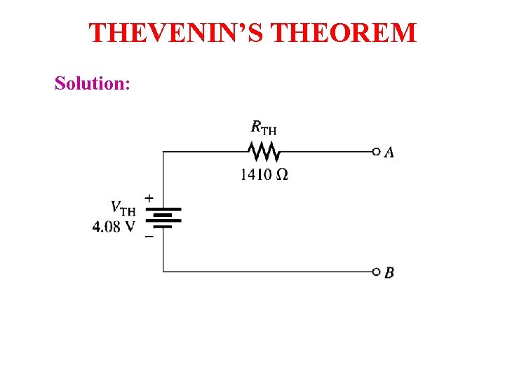 THEVENIN’S THEOREM Solution: 