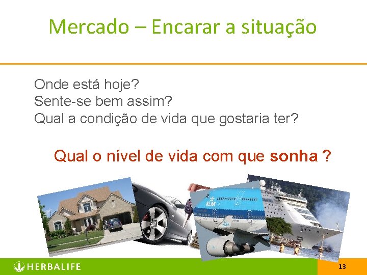 Mercado – Encarar a situação Onde está hoje? Sente-se bem assim? Qual a condição