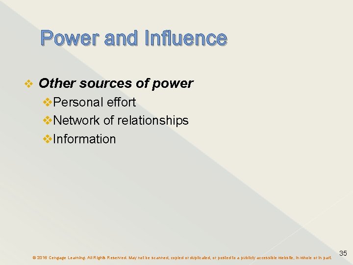 Power and Influence v Other sources of power v. Personal effort v. Network of