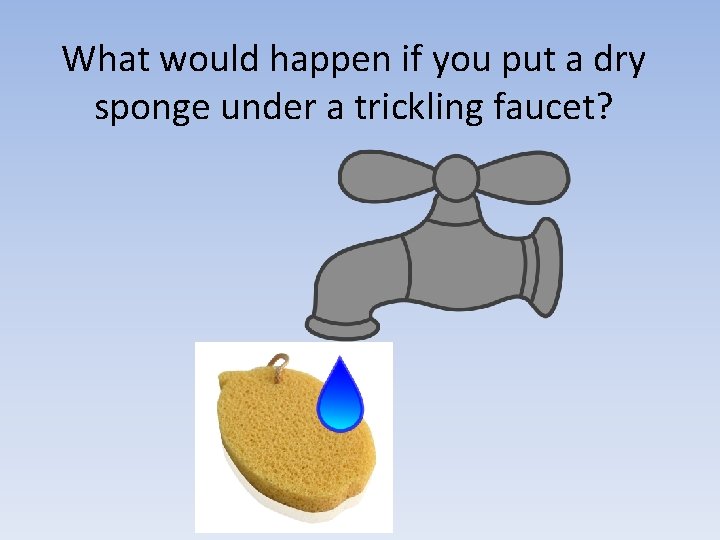 What would happen if you put a dry sponge under a trickling faucet? 