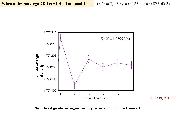 - Free energy density When series converge: 2 D Fermi-Hubbard model at R. Rossi,