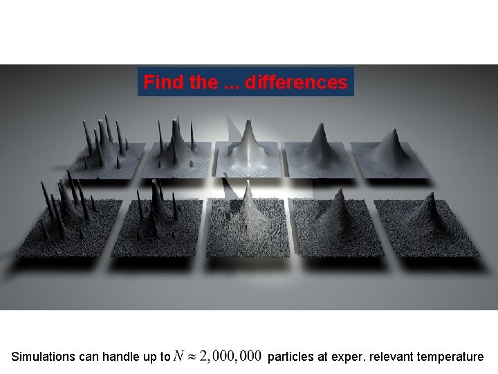 Find the. . . differences Simulations can handle up to particles at exper. relevant