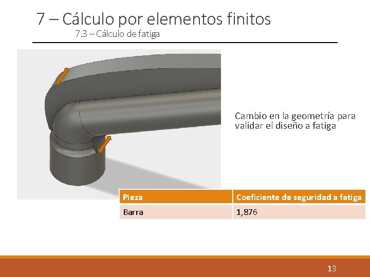 7 – Cálculo por elementos finitos 7. 3 – Cálculo de fatiga Cambio en