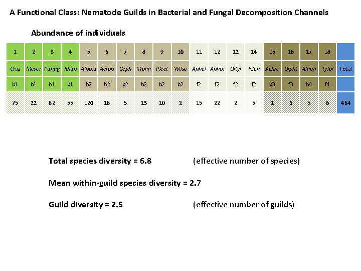 A Functional Class: Nematode Guilds in Bacterial and Fungal Decomposition Channels Abundance of individuals