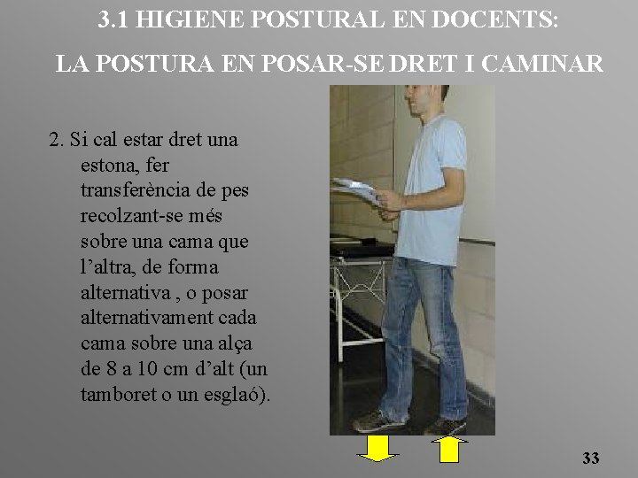 3. 1 HIGIENE POSTURAL EN DOCENTS: LA POSTURA EN POSAR-SE DRET I CAMINAR 2.