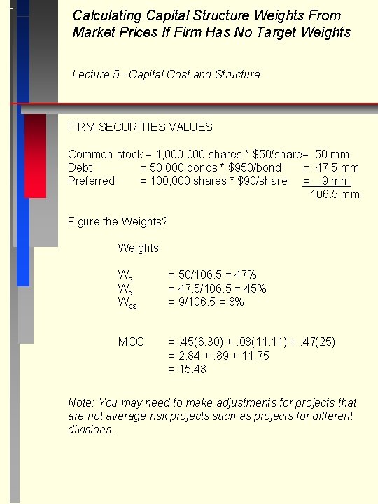 Calculating Capital Structure Weights From Market Prices If Firm Has No Target Weights Lecture