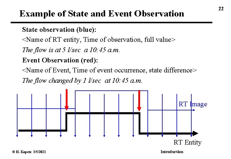 Example of State and Event Observation State observation (blue): <Name of RT entity, Time