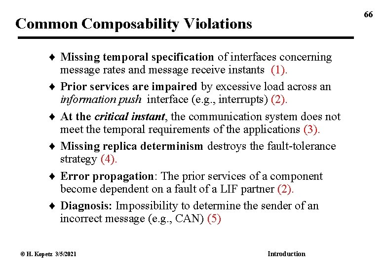 66 Common Composability Violations Missing temporal specification of interfaces concerning message rates and message