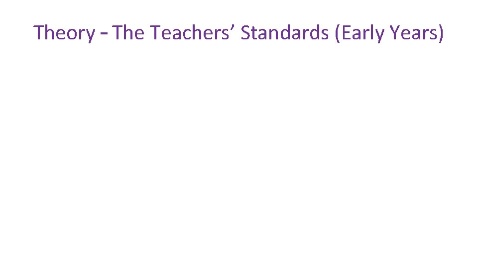 Theory – The Teachers’ Standards (Early Years) 