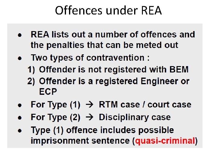 Offences under REA 