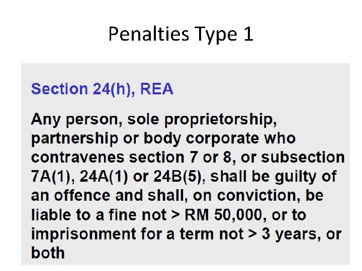 Penalties Type 1 