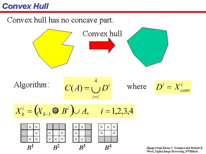 Convex Hull Convex hull has no concave part. Convex hull Algorithm: where * (Images